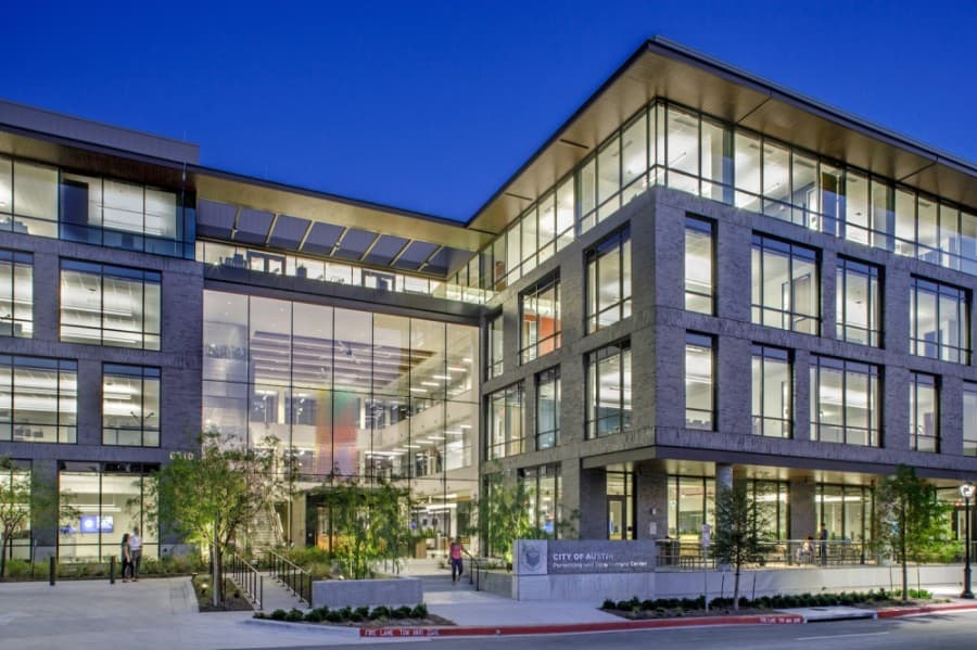The City of Austin Permitting and Development Center finished construction Dec. 4. The $121 million building will house more than 900 city employees in the permitting and development services departments. (Courtesy city of Austin)