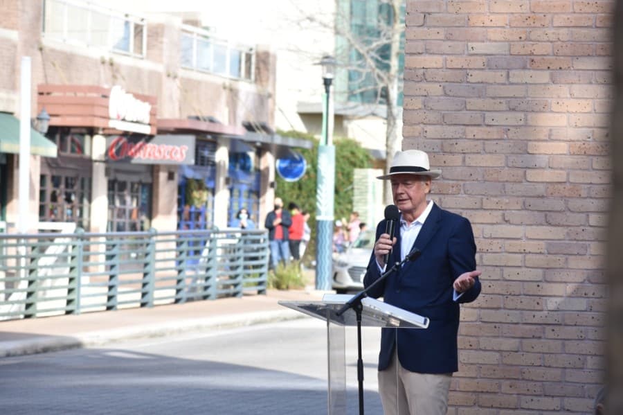 Alex Sutton spoke at the dedication event Dec. 28. (Vanessa Holt/Community Impact Newspaper)