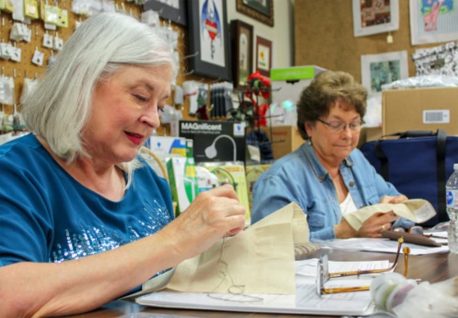In addition to an inventory of needlework supplies, 3 Stitches offers lessons in cross stitch, needlepoint and Norwegian Hardanger embroidery taught by Brazell, who has more than 40 years of experience in the industry. (Adriana Rezal/Community Impact Newspaper)