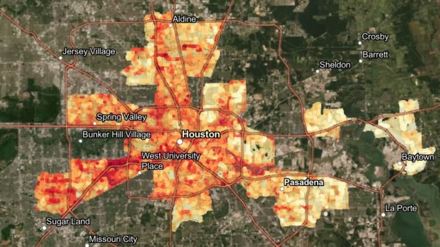 STUDY: Houston neighborhood temperatures can vary by nearly 20 degrees at same time of day