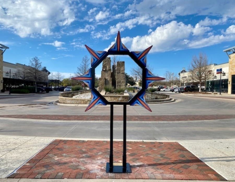 “Luminous Beings Are We” is an interactive sculpture that acts as a life-sized picture frame made by Kirk Seese. (Courtesy Wolf Ranch Town Center)