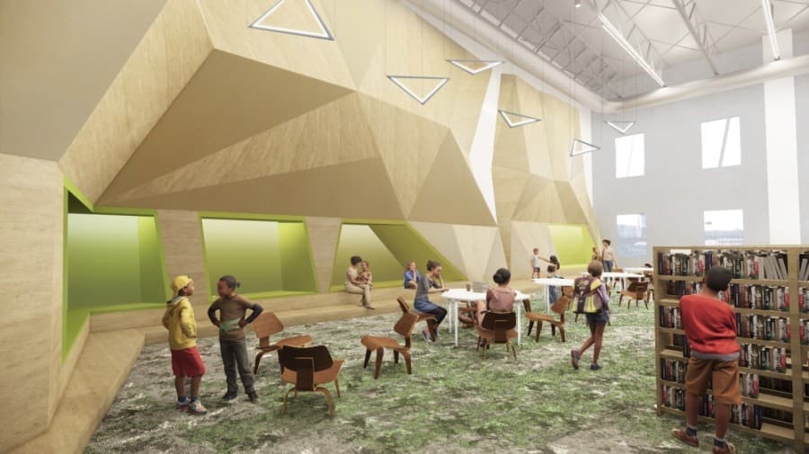 The design for the upcoming Frisco Public Library has already earned an award. (Rendering courtesy Gensler)