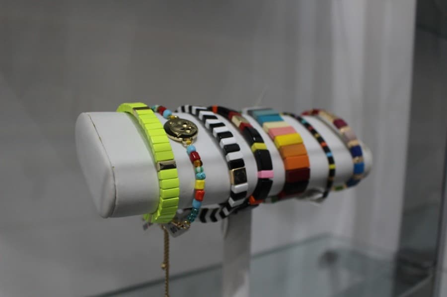 Jewelry including bracelets, necklaces and earrings are available to purchase. (Ben Thompson/Community Impact Newspaper)