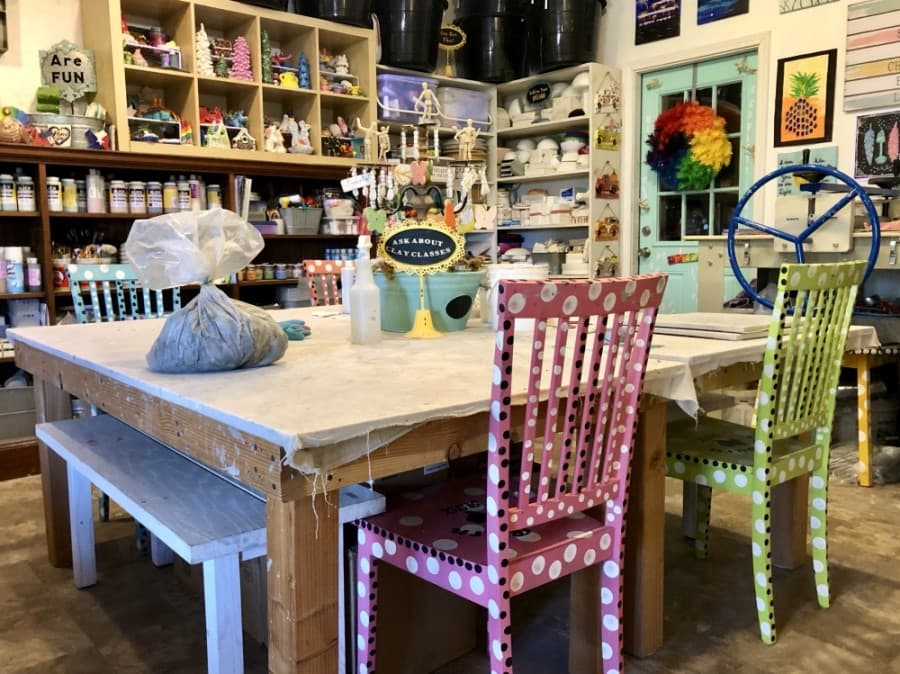 Art Barn ATX has a ceramics room where creators have an array of project options. (Sally Grace Holtgrieve/Community Impact Newspaper)