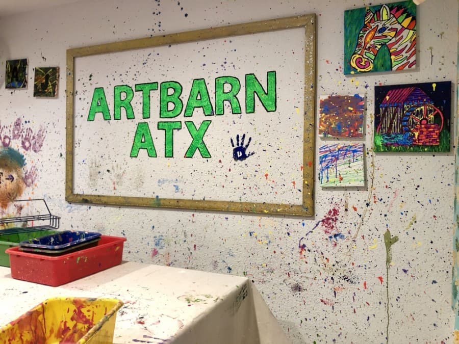 The splatter room allows creativity to fly. (Sally Grace Holtgrieve/Community Impact Newspaper)