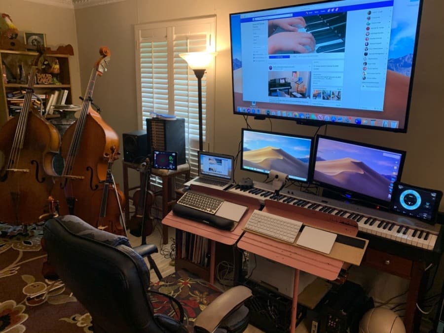 Amid shutdowns, instructors organized elaborate setups to teach students from home. (Courtesy Music SO Simple)
