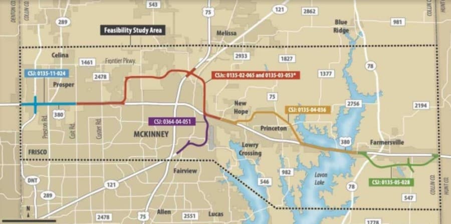 TxDOT releases 5 potential alignment options, 3 focus areas for US 380 in Collin County