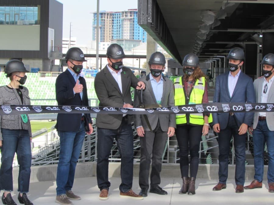 Austin FC cut the ribbon at the newly named Q2 Stadium in North Austin on Jan. 25. (Nicholas Cicale/Community Impact Newspaper)