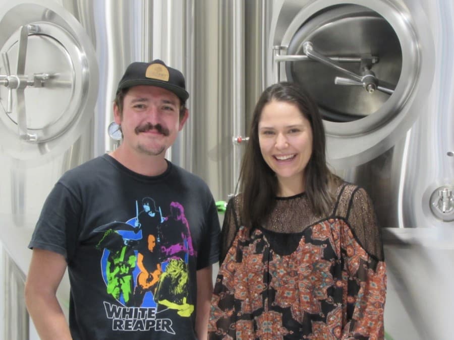 Vacancy Brewing Co-owners Brent Watson and Sara Hamza opened the business April 2. (Nicholas Cicale/Community Impact Newspaper)