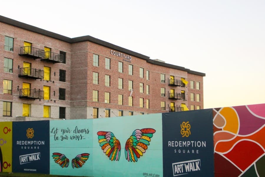The Courtyard by Marriot in Redemption Square is set to open in March or April. (Kelly Schafler/Community Impact Newspaper)