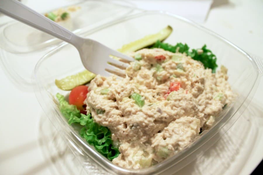 Chelsea Deli & Cafe sells soups and salads, including tuna salad ($3.89). (Andy Li/Community Impact Newspaper)