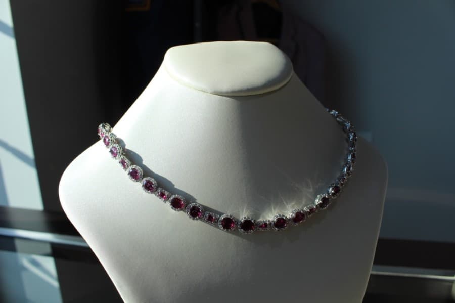 Mackie said this Burmese natural ruby necklace is his favorite item in the store. (Francesca D'Annunzio/Community Impact Newspaper)