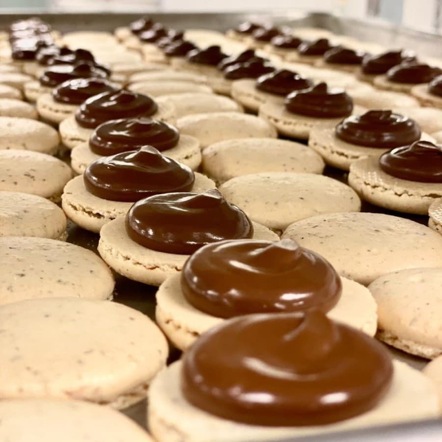 A favorite filling used in macarons is the hazelnut spread Nutella. (Courtesy Macaron by Patisse)