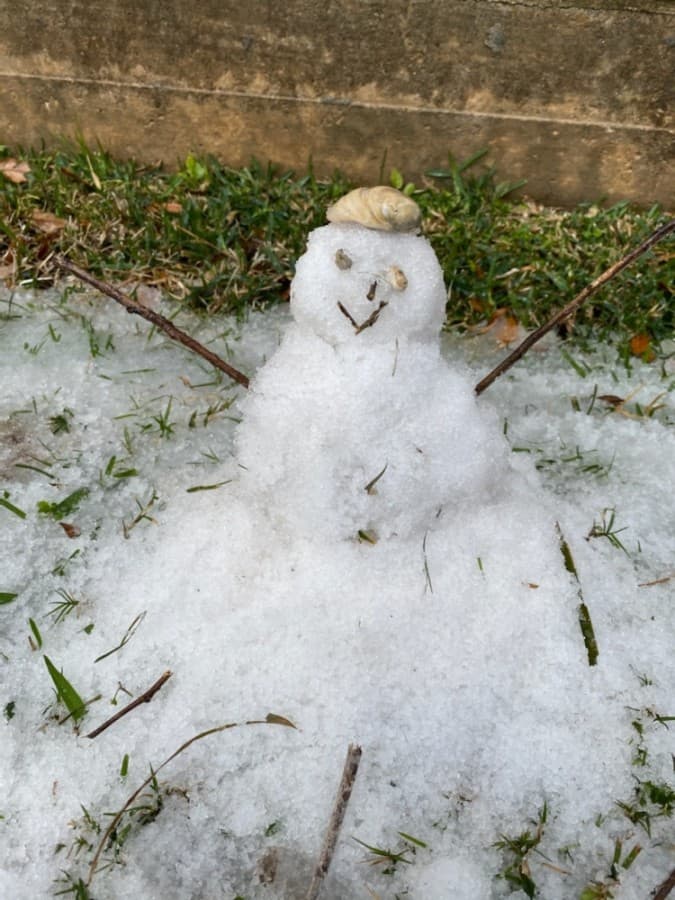 A snowman emerged from the frigid temperatures in the South Shore neighborhood. (Courtesy city of League City)
