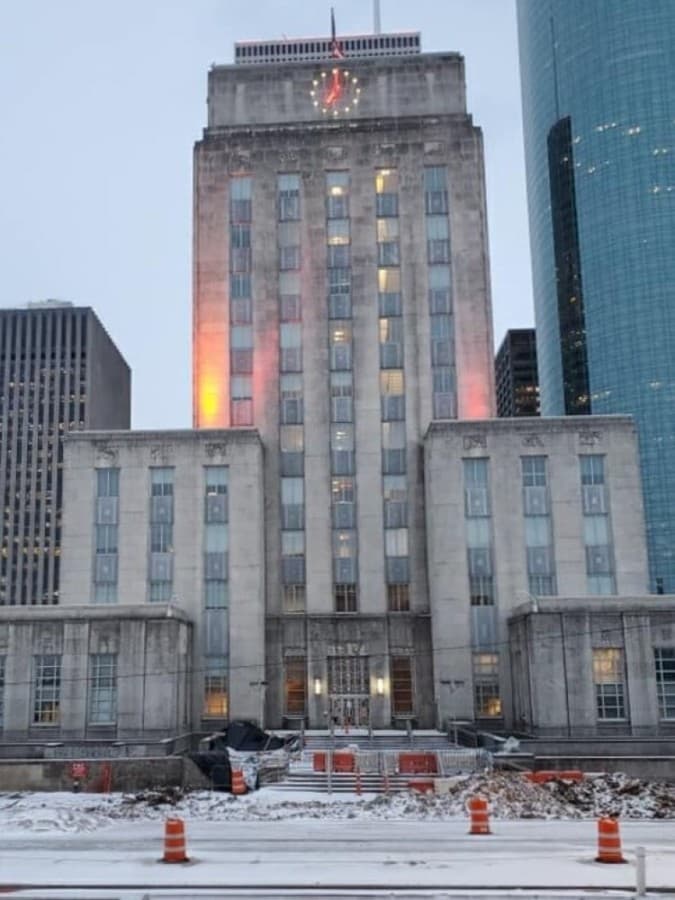 Houston City Hall is closed for the day as much of downtown Houston is iced over. 