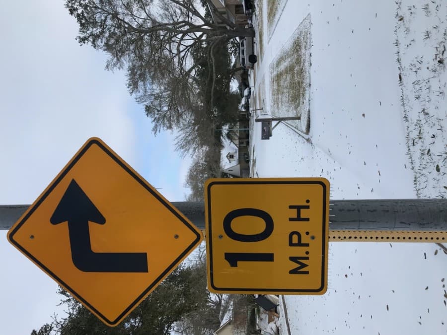 Memorial Parkway in Katy was covered in snow during the winter storm that hit southeast Texas on Feb. 15. (Laura Aebi/Community Impact Newspaper)