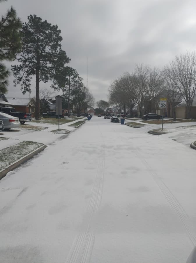 Streets and parking lots were covered in snow Feb. 15. (Courtesy Blake Lewis)