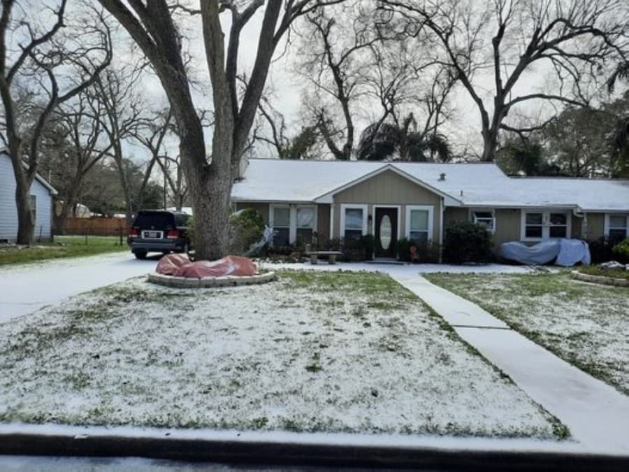 Homes near Walter Hall Park saw snow Feb. 15.