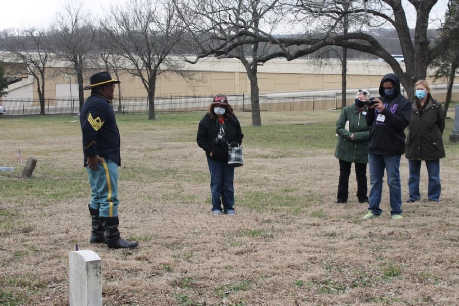 There was a re-enactment of the Buffalo soldiers at Ross Cemetery on Feb. 6. (Courtesy Legacy Keepers of Old East McKinney)