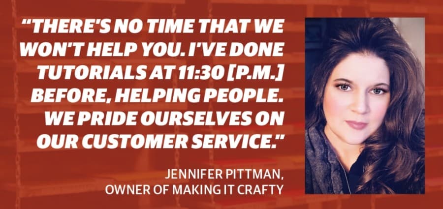Making It Crafty sells a variety of vinyl and plastic products to create craft items. (Designed by Ronald Winters, Lindsay Scott/Community Impact Newspaper)