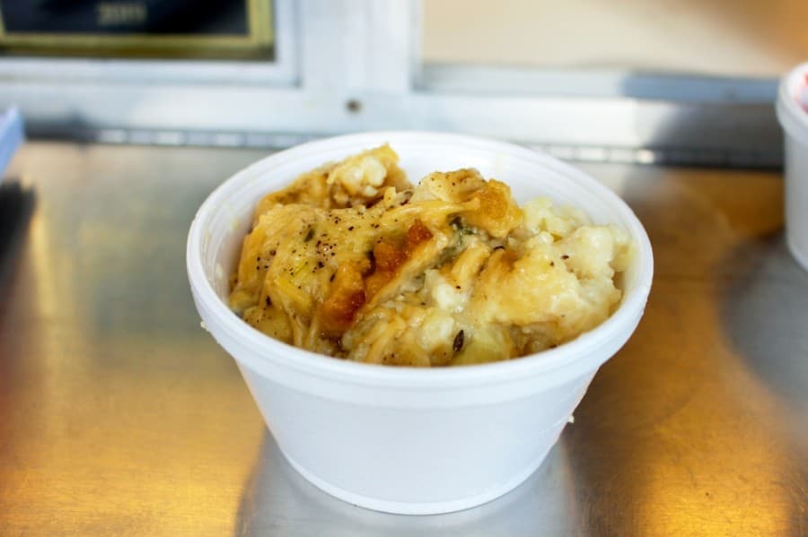 Cauliflower Parmesan au gratin ($3-$9) is made with with bechamel sauce and Parmesan cheese and baked in the oven.