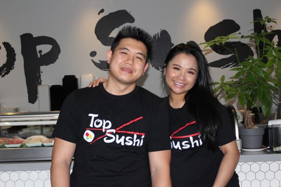 Andrew Vu and his wife, Janice Vu, opened Top Sushi Tomball in January 2020. (Adriana Rezal/Community Impact Newspaper)