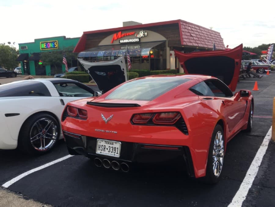 Vintage and late-model cars are on display weekly at both locations starting in March. (Courtesy Meteor Hamburgers)