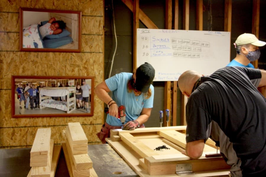 Sleep in Heavenly Peace volunteers build beds for Houston-area children going without