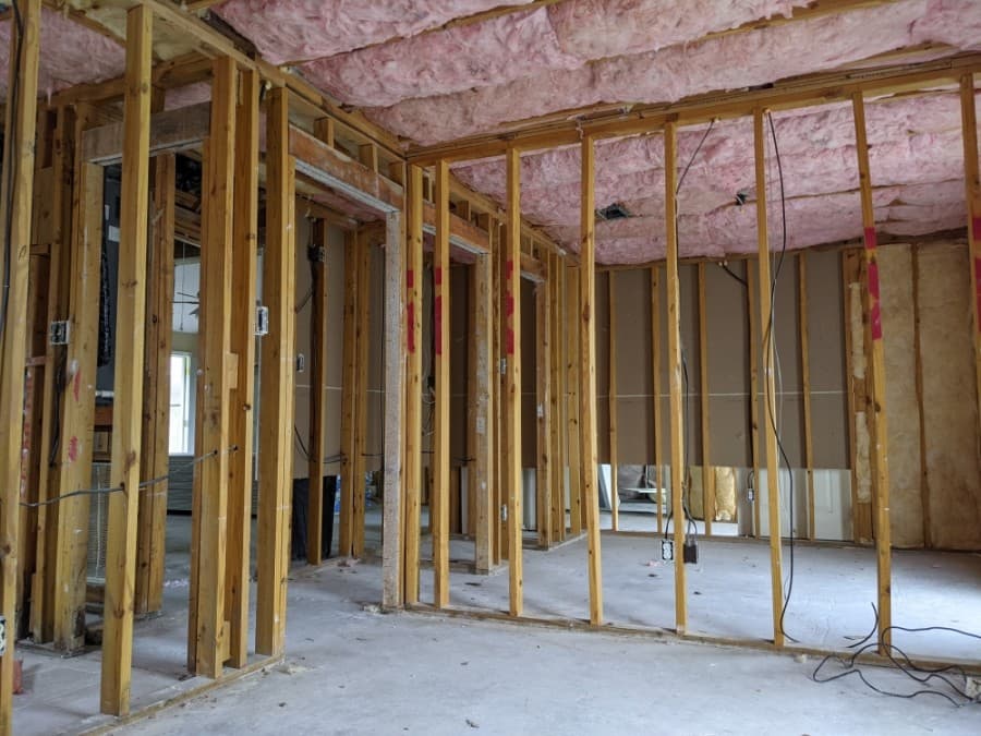 The damage was so bad in some homes that they have been gutted completely, making them appear from the inside like new houses under construction. (Jake Magee/Community Impact Newspaper)