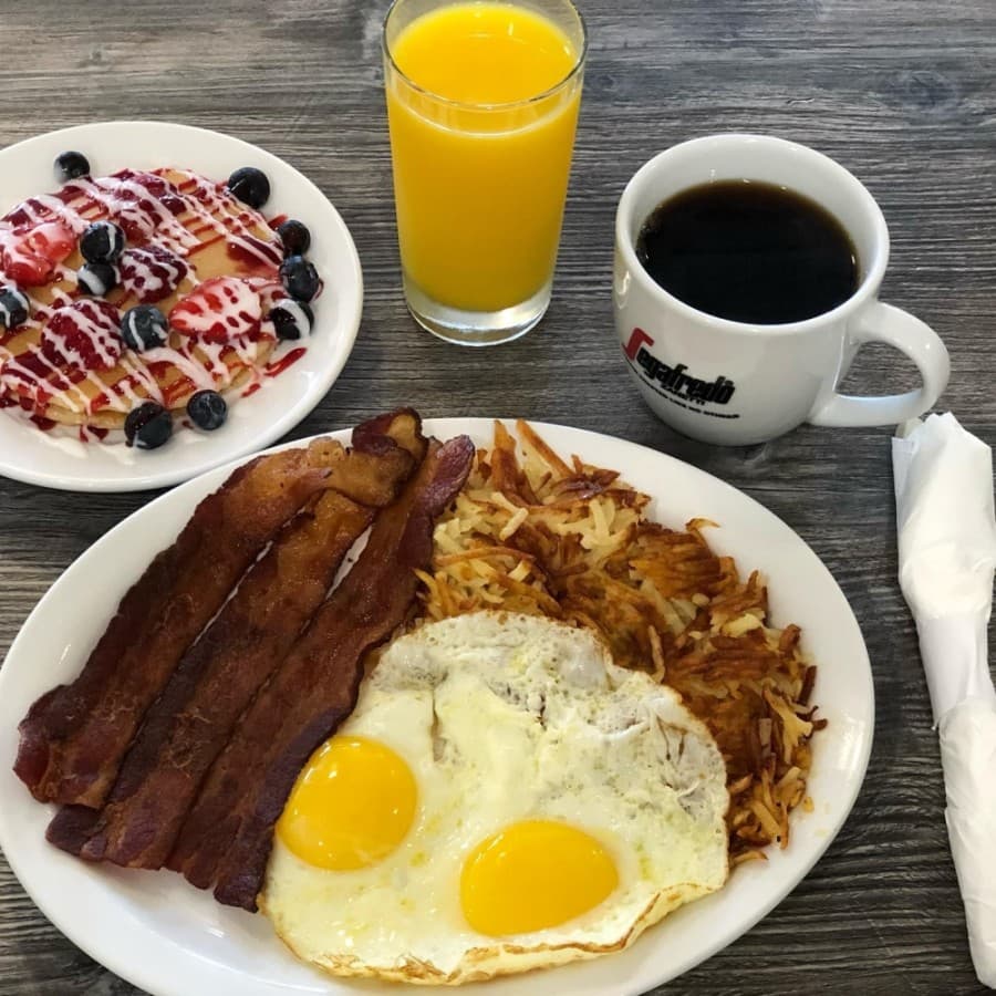 The traditional breakfast comes with eggs, choice of meat and hash browns. (Courtesy Eggspress Cafe)