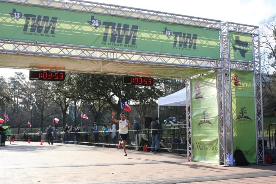 Runners crossed the finish line in The Woodlands Marathon on March 6. (Photos courtesy FinisherPix)