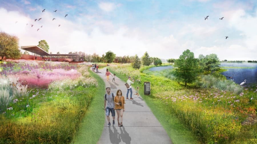 Lakes are a key feature throughout the master-planned community. (Rendering courtesy Howard Hughes Corp.) 
