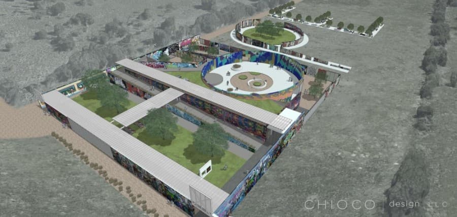 The HOPE Outdoor Gallery is being built to spell the work "hope" when viewed overhead. (Rendering courtesy HOPE Outdoor Gallery) 