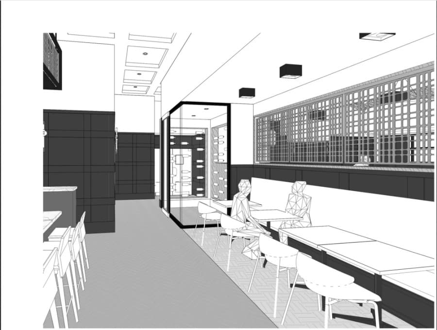 The restaurant will also feature a retail store where Friedman will sell his spices and sauces as well as wine and beer. (Rendering courtesy The Chef's Table)