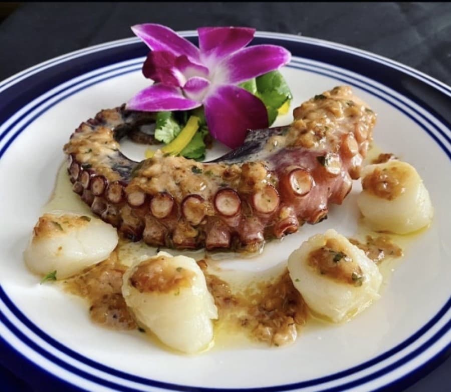 One of The Chef's Table's dishes will be steamed and grilled octopus with scallops, topped with a chimichurri sauce. (Courtesy The Chef's Table)