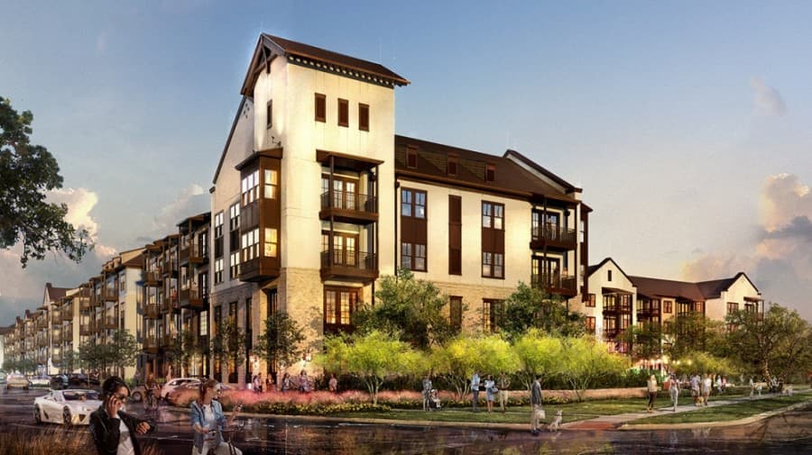 Amenities include coworking spaces, a pool courtyard, a resident coffee bar and a fitness center. (Courtesy StreetLights Residential)