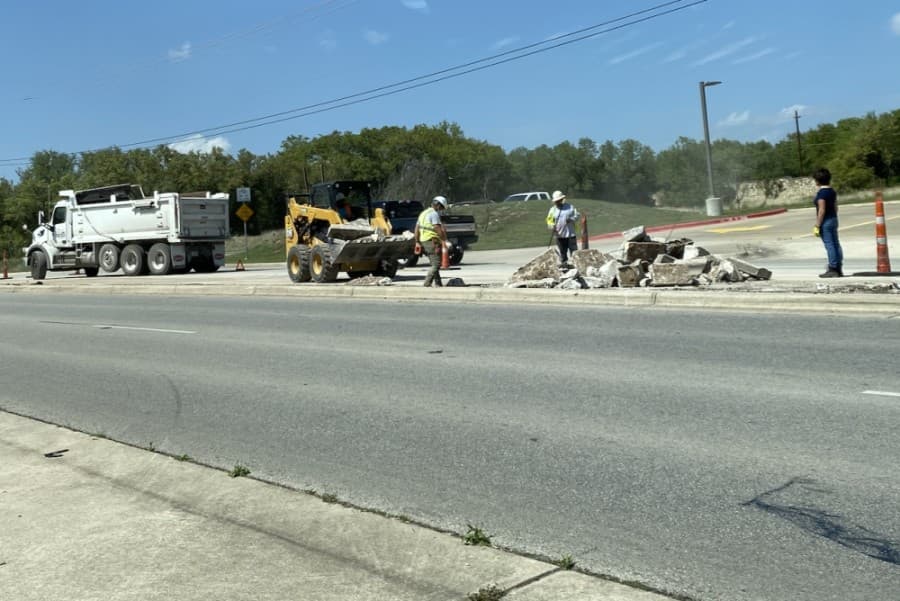 Median reconstruction underway at Bee Cave Parkway and Bee Cave Road