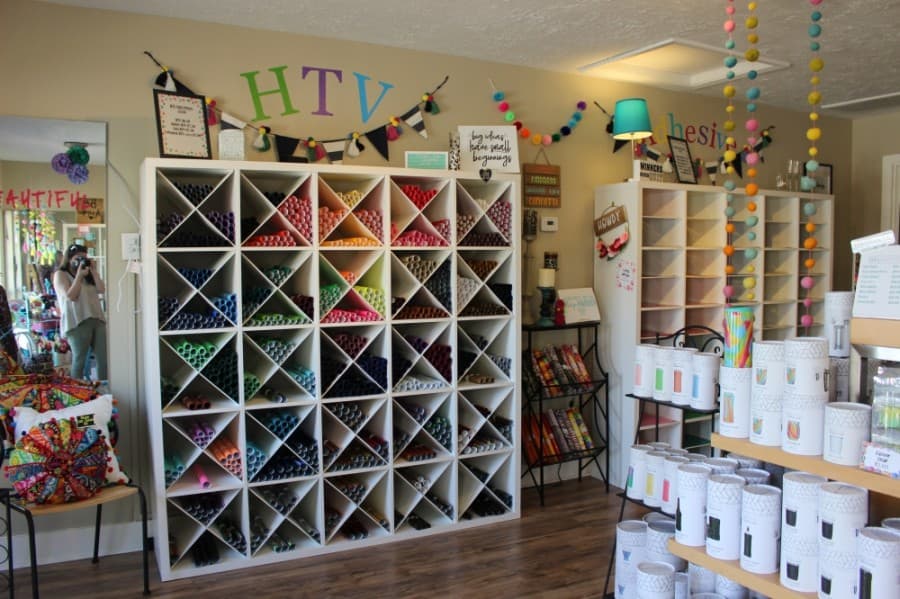 One of the stores best sellers is heat-transfer vinyl, which customers can purchase for their DIY vinyl projects. (Photos by Haley Morrison/Community Impact Newspaper)