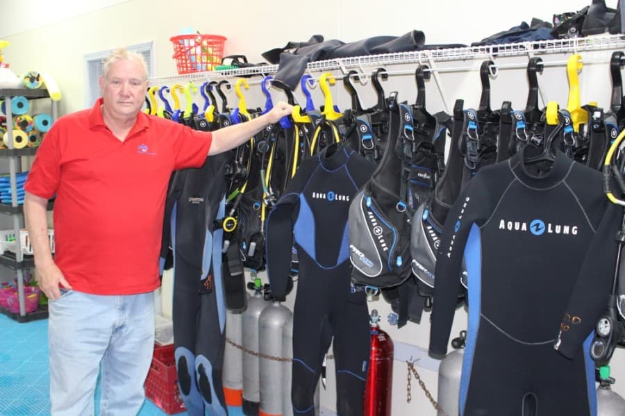 Woodlands Dive Center owner Gary Conner is a diving enthusiast and instructor. (Ben Thompson/Community Impact Newspaper)