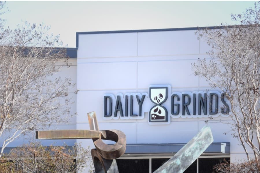 Daily Grinds coffee shop sits off Gaylord Parkway in the middle of Frisco’s rapidly growing Hall Park office complex. (Matt Payne/Community Impact Newspaper)
