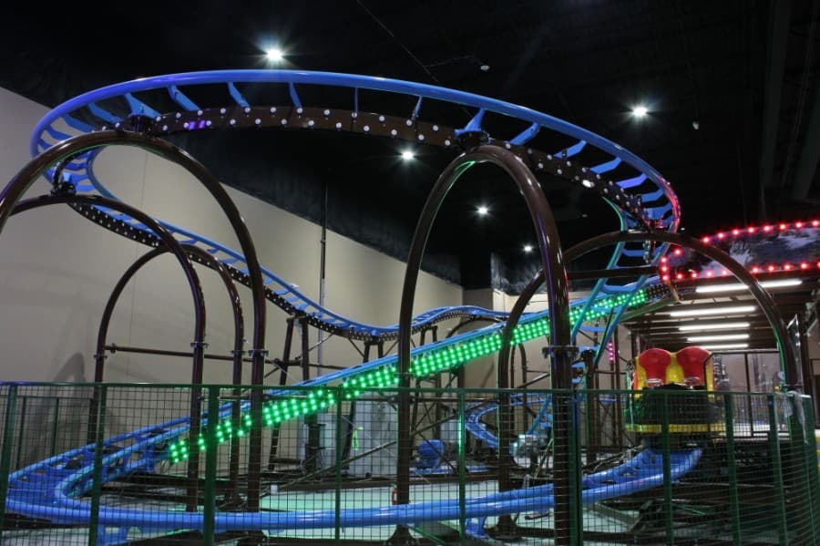 Austin's Park n' Pizza is home to an indoor roller coaster, one of the first in the Austin area. (Megan Cardona/Community Impact Newspaper)