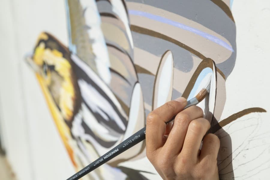 Artists with Ink Dwell Studio created the mural, which depicts birds that migrate seasonally to the Houston area. (Courtesy Anthony Rathbun/Houston Parks Board)