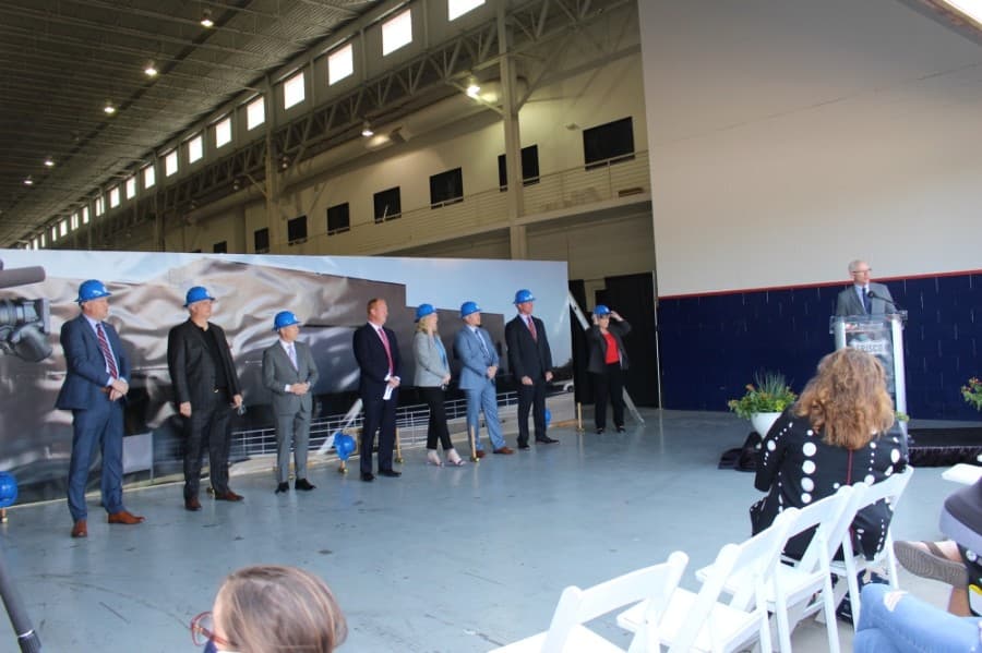 Frisco Deputy City Manager Henry Hill greets those in attendance during the groundbreaking ceremony April 20. (Miranda Jaimes/Community Impact Newspaper)