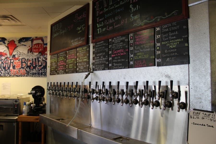 row of beer taps