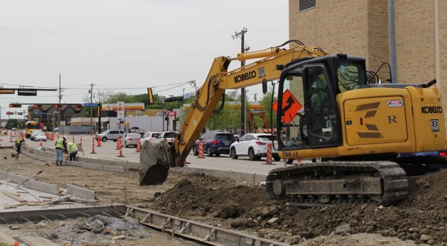 Construction is currently underway on Greenville Avenue at its intersection with Main Street. Reconstruction of a different portion of Greenville Avenue is recommended for the city’s upcoming bond election. (William C. Wadsack/Community Impact Newspaper)