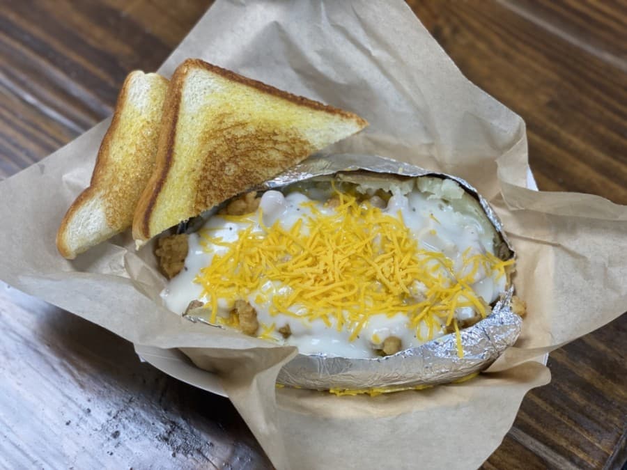FOR GRAPHIC: Chicken fried chicken spud