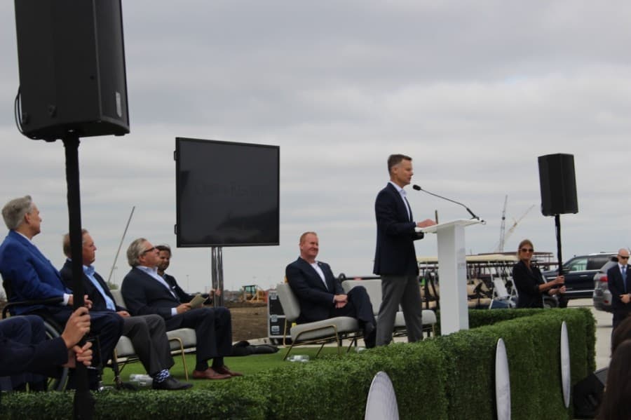 Bruce Wright of SB Architects discussed some of the features of the hotel. (Miranda Jaimes/Community Impact Newspaper)
