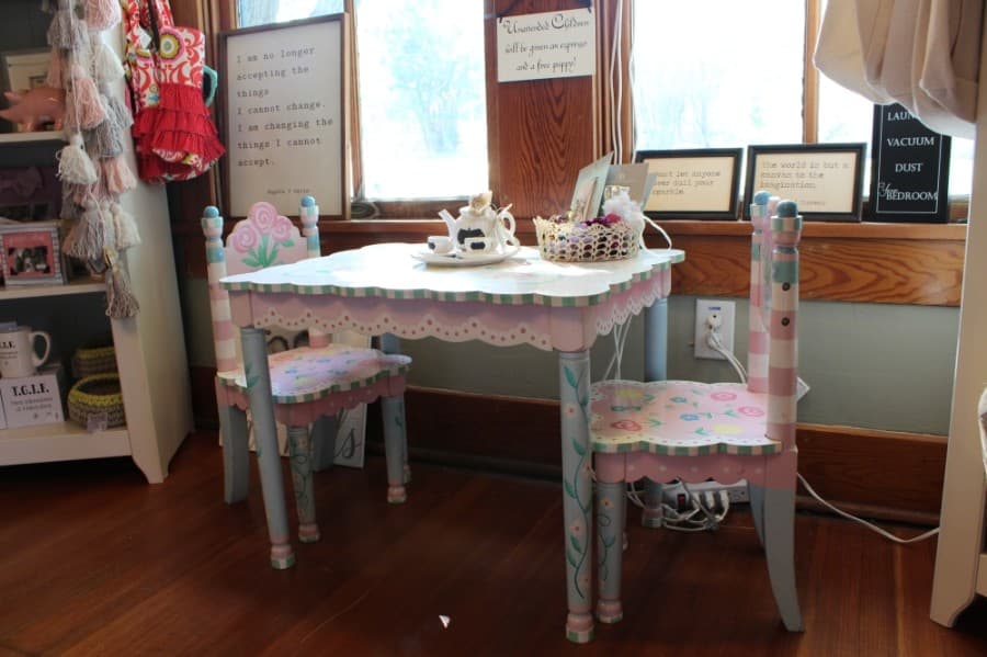 Located in the back of Wink Boutique, Parker said this table set was used by the previous shop owner's children. While many have asked to buy it, she said she just cannot part with it and the set is not for sale. (Megan Cardona/Community Impact Newspaper)