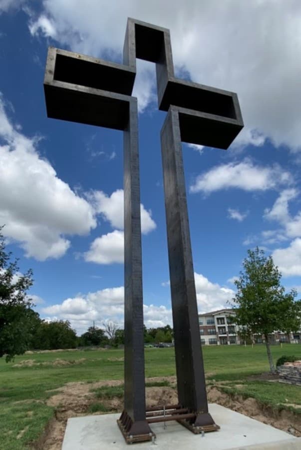 JK Welding constructed, delivered and installed a 50-foot cross for the Katy Community Fellowship Church in September. (Courtesy JK Welding)