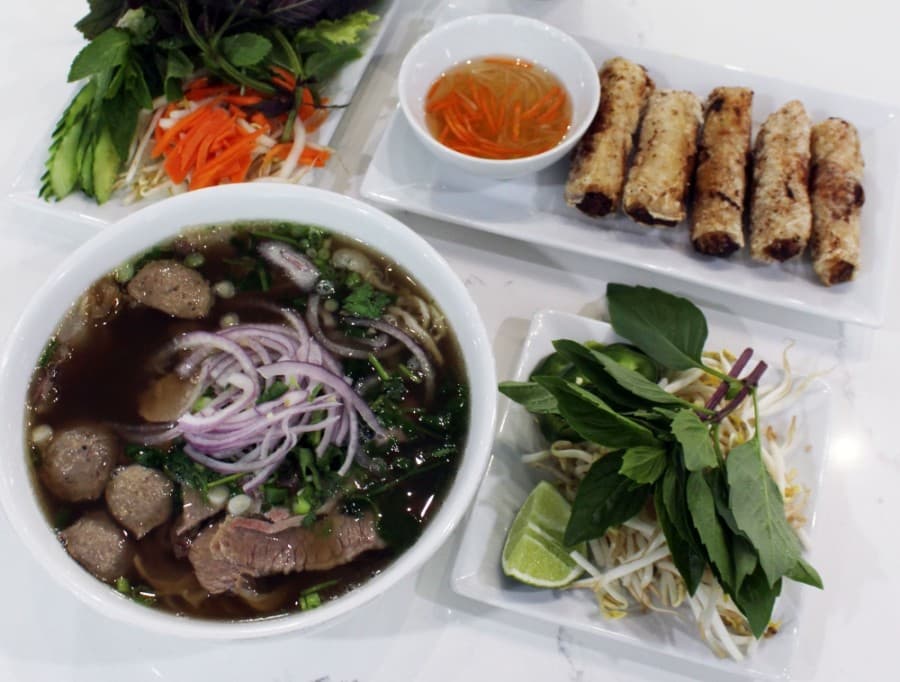 pho and egg rolls